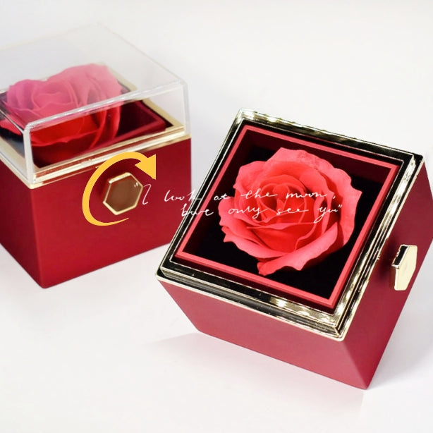 Rotating Soap Flower Rose Gift Box Creative Rotating Rose Jewelry Packaging Box Valentine's Day Gift For Women - Saffronfashionindia