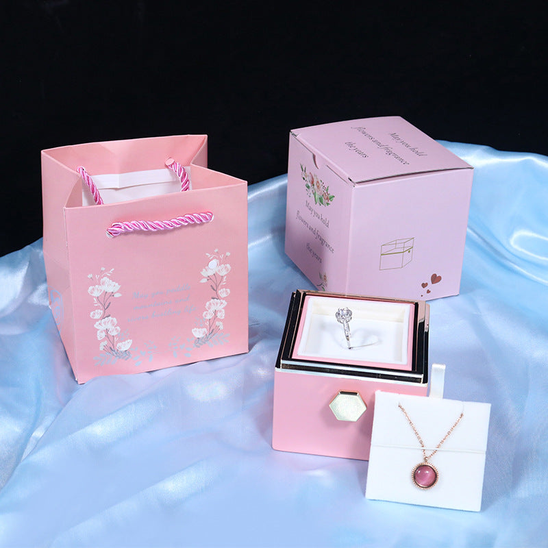 Rotating Soap Flower Rose Gift Box Creative Rotating Rose Jewelry Packaging Box Valentine's Day Gift For Women - Saffronfashionindia
