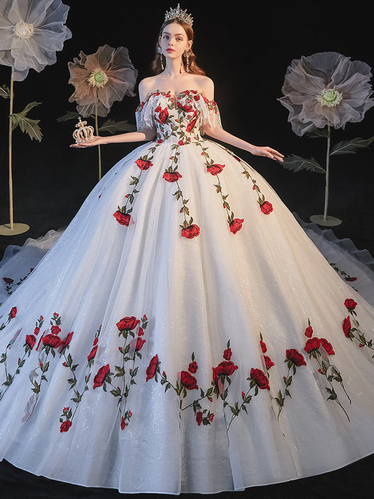 Temperament Bride Bra Trailing Mori Style Wedding Dress - Saffronfashionindia