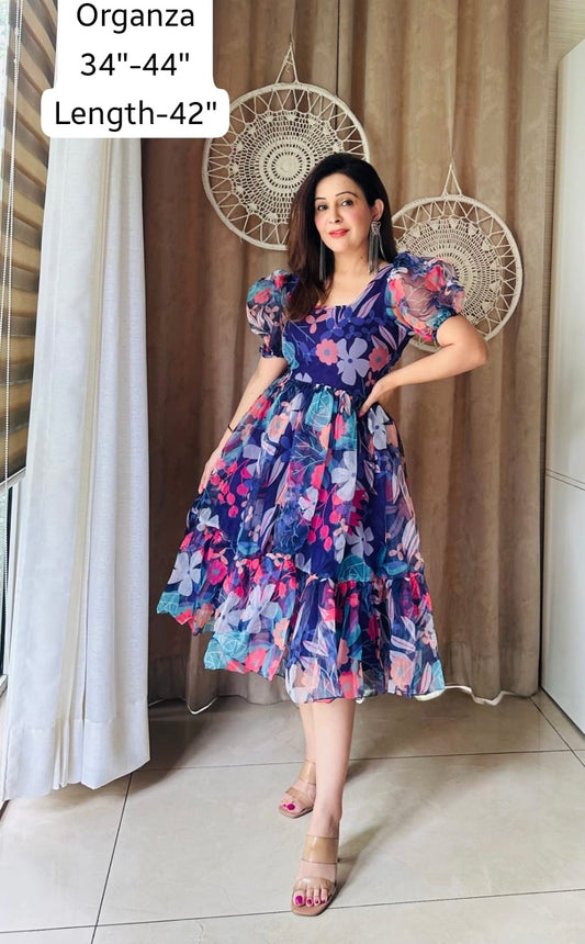 Royal floral dress partywear dress - Saffronfashionindia