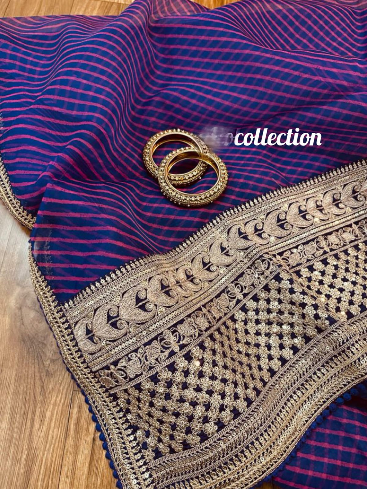 Purple Lehariya organza saree - Saffronfashionindia