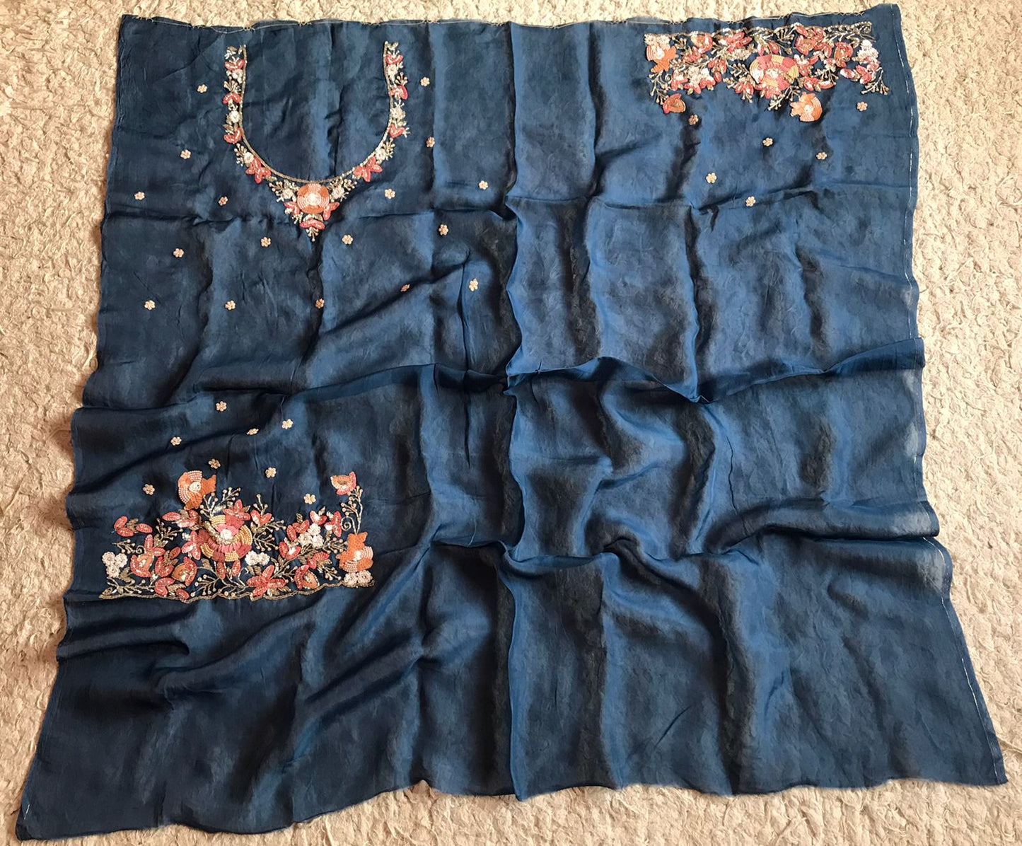 Premium organza embroidery zardosi saree - Saffronfashionindia