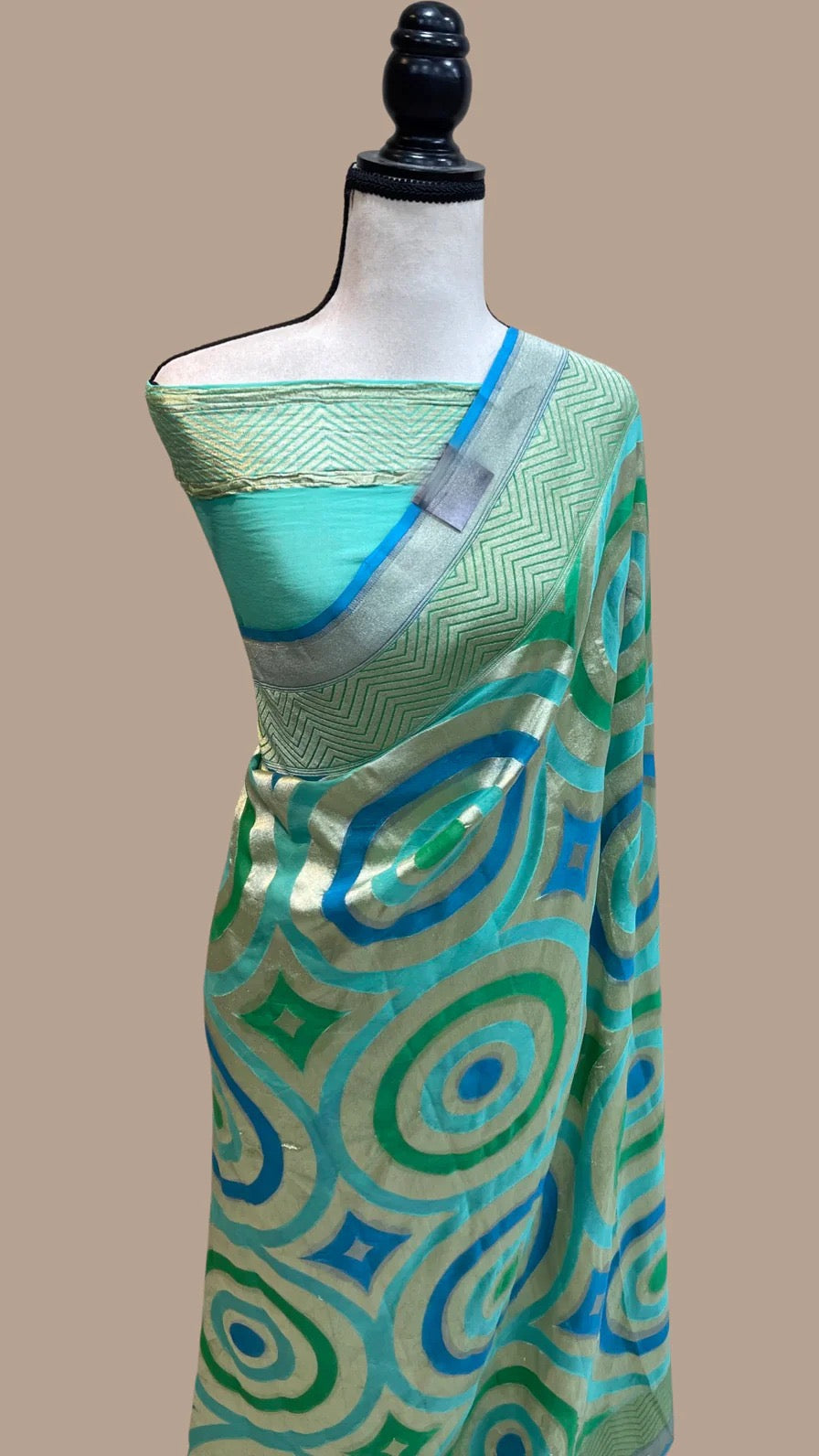 Jinna khaddi gorgette Indian partywear sarees - Saffronfashionindia