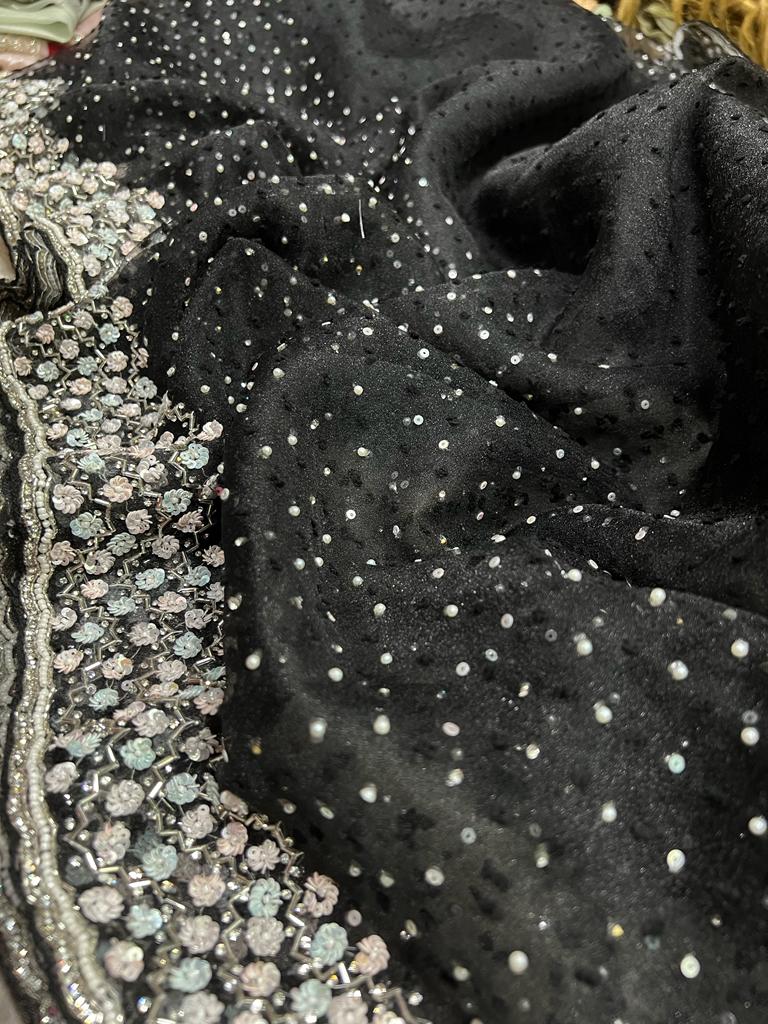 Marjaani cutdana jerkan partywear saree - Saffronfashionindia