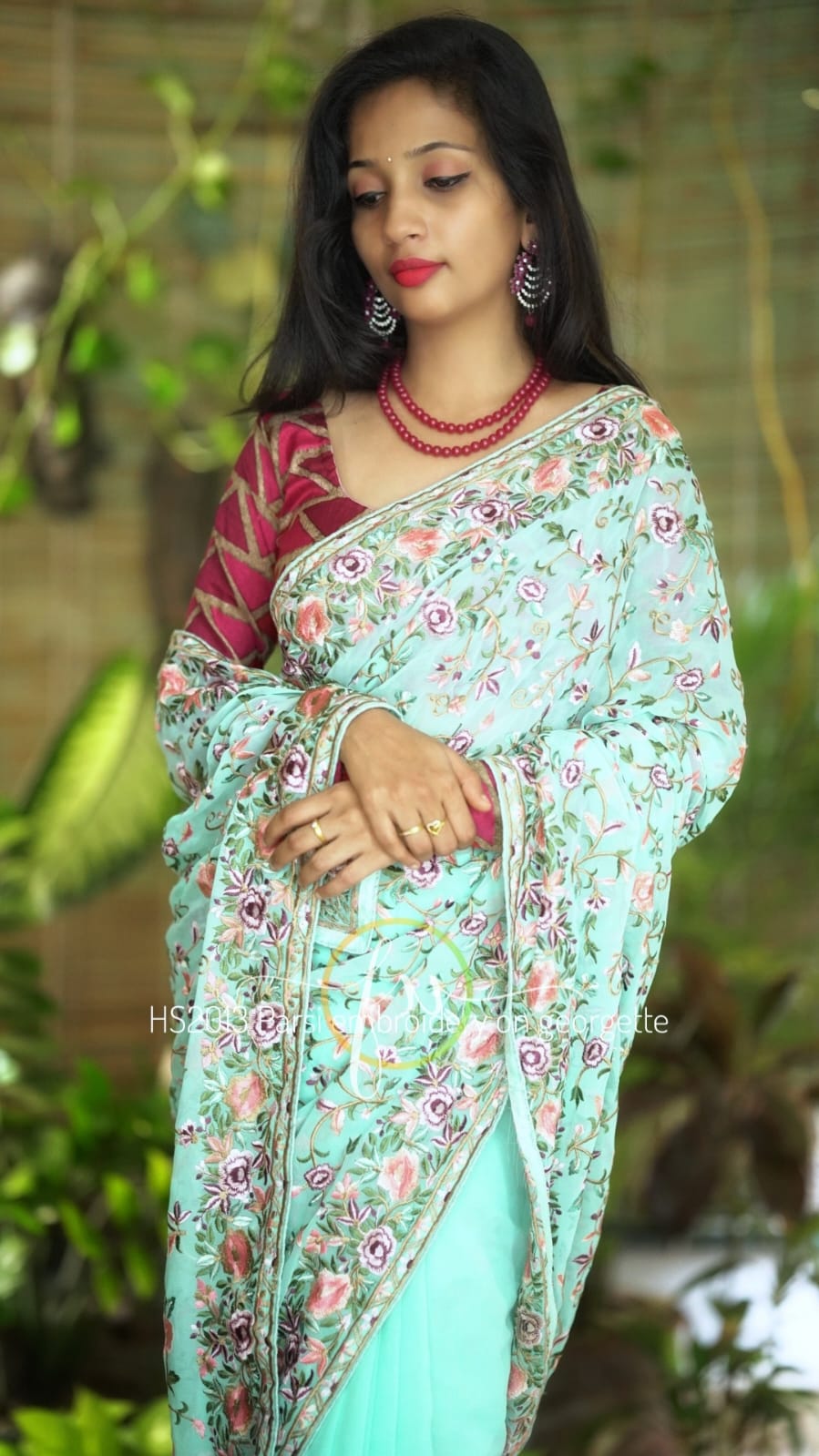 Karva parsi inspired gorgette saree - Saffronfashionindia