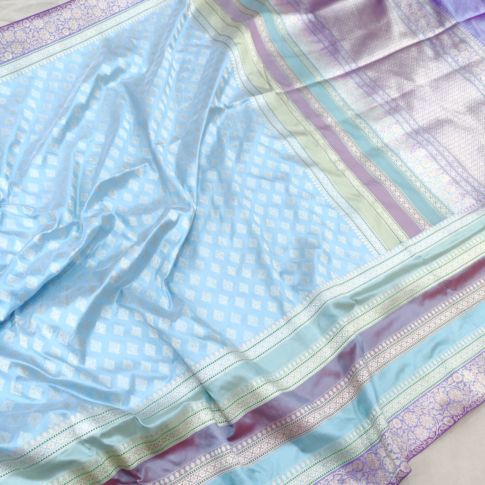Lavika blue shaded Katan silk saree - Saffronfashionindia