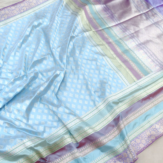 Lavika blue shaded Katan silk saree - Saffronfashionindia