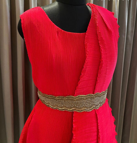 Red hot beauty indoweatern draping dress - Saffronfashionindia