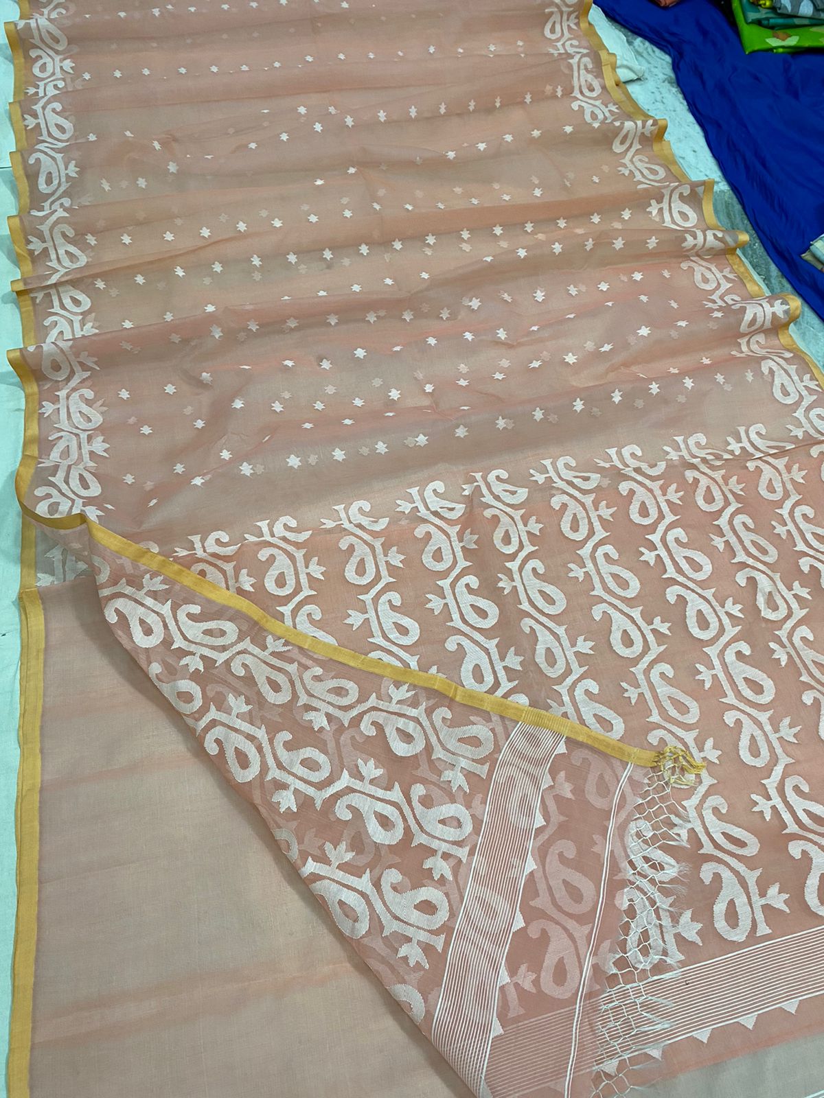 Vanita tantuj muslin jamdani saree - Saffronfashionindia