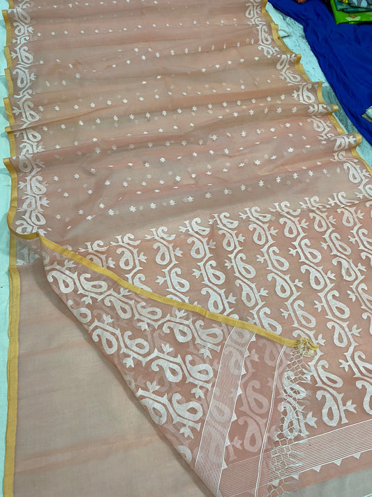 Vanita tantuj muslin jamdani saree - Saffronfashionindia