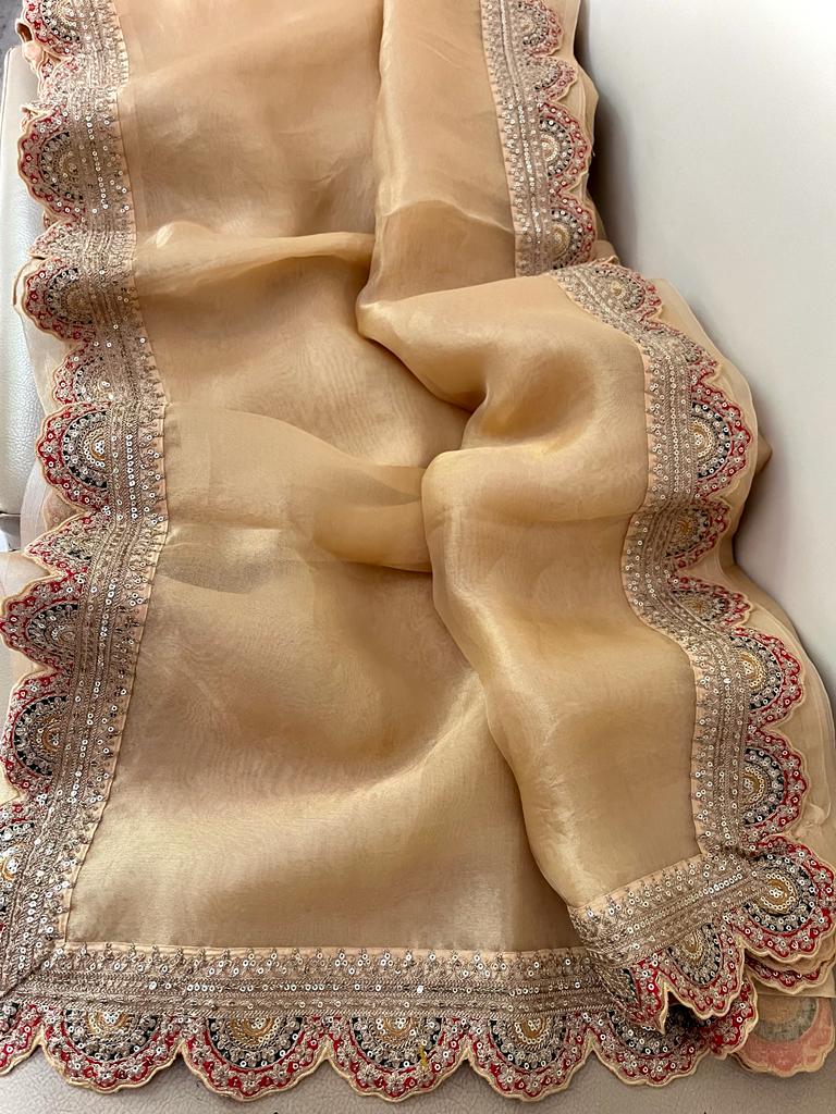 Lima tissue organza partywear saris - Saffronfashionindia