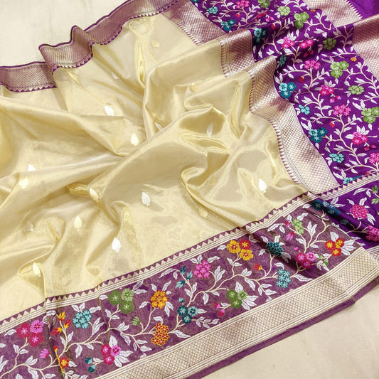 Kamisha tissue handwoven saree - Saffronfashionindia