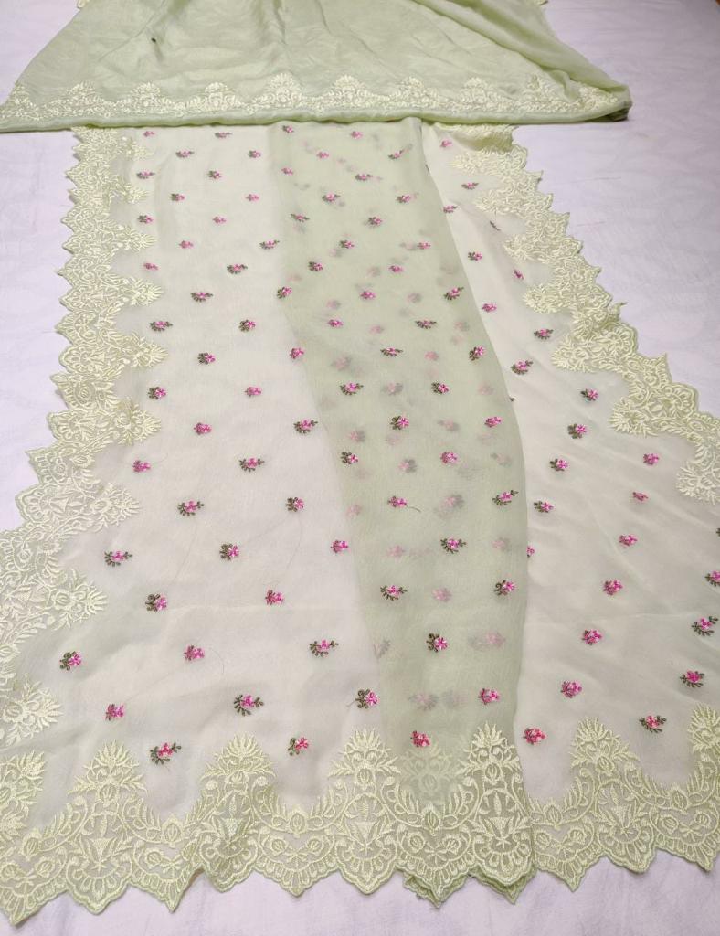 Mohini chiffon embroidery saree - Saffronfashionindia