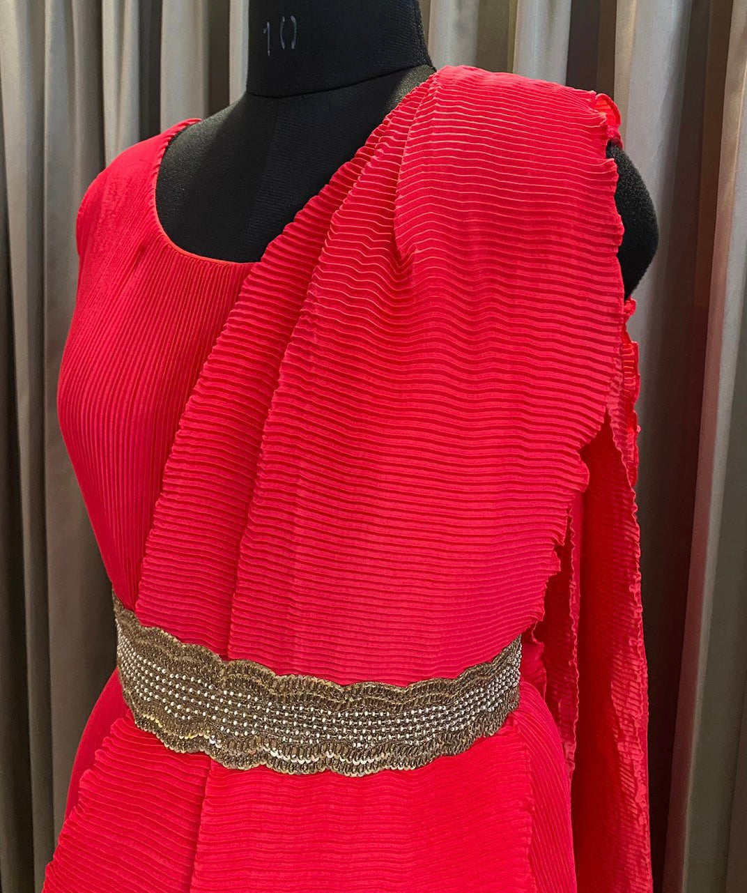 Red hot beauty indoweatern draping dress - Saffronfashionindia