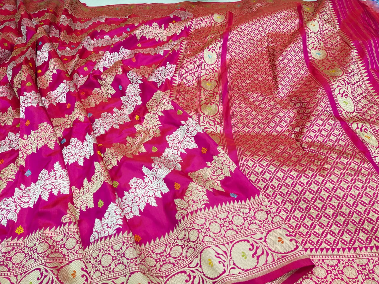 Bridal premium handwoven kadwa Rupa zari saree - Saffronfashionindia