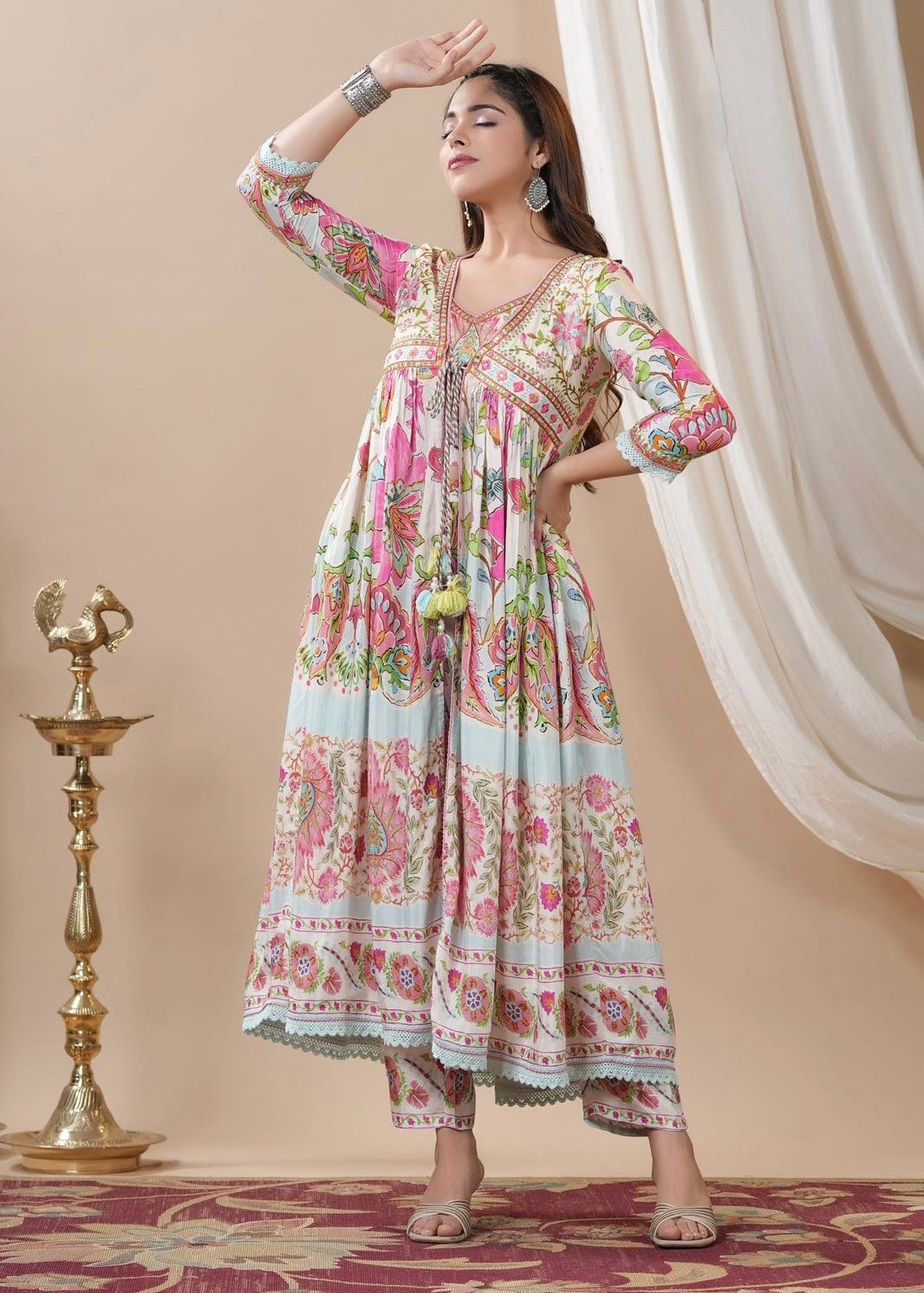 Wahima embroidered gown - Saffronfashionindia