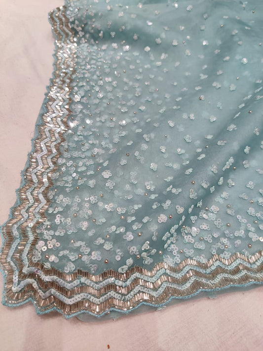 Kunti organza sequence saree - Saffronfashionindia