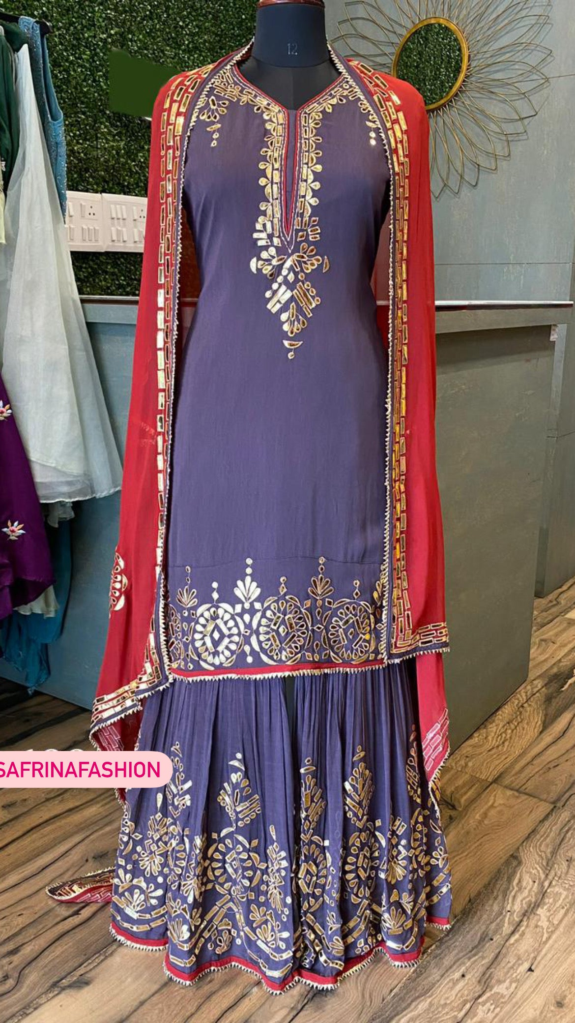 Naisha gorgette kurta gharara dress - Saffronfashionindia