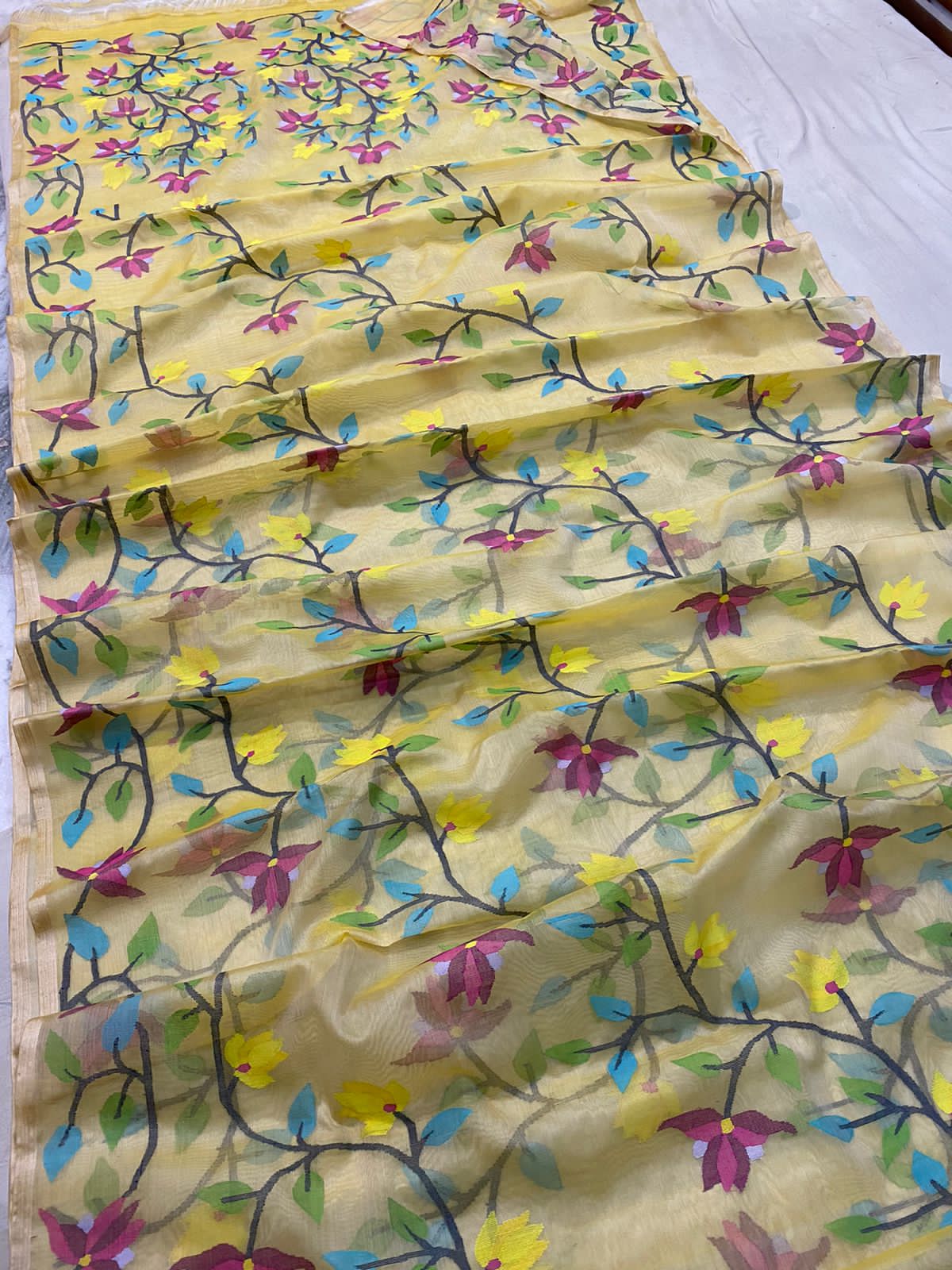 Kalpa muslin jamdani saree - Saffronfashionindia