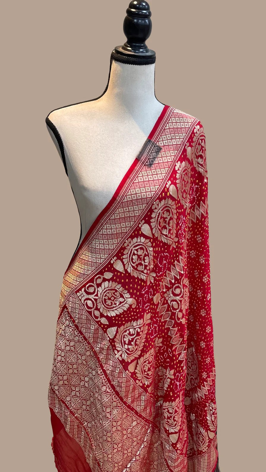 Nivi Banarsi bandhej dupatta - Saffronfashionindia