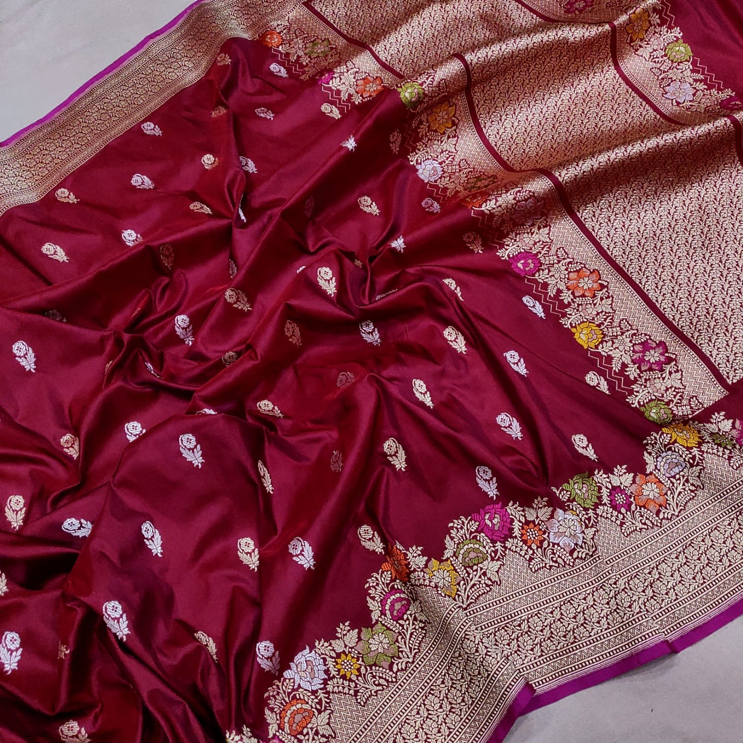 Humnava Katan silk handwoven traditional Indian sari - Saffronfashionindia