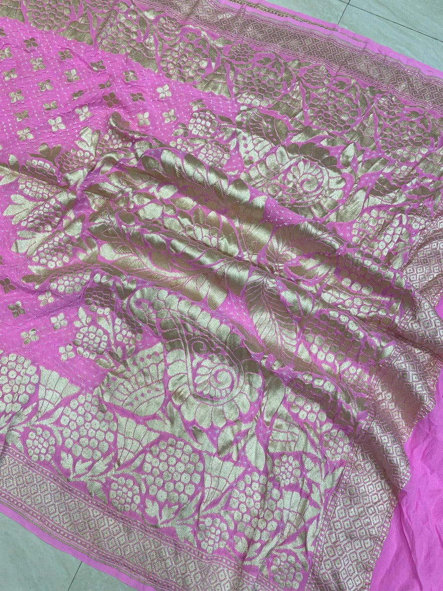 Nivi Banarsi bandhej dupatta - Saffronfashionindia