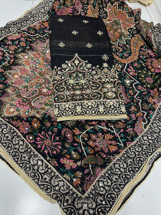 Stunning black organza women salwar suit - Saffronfashionindia