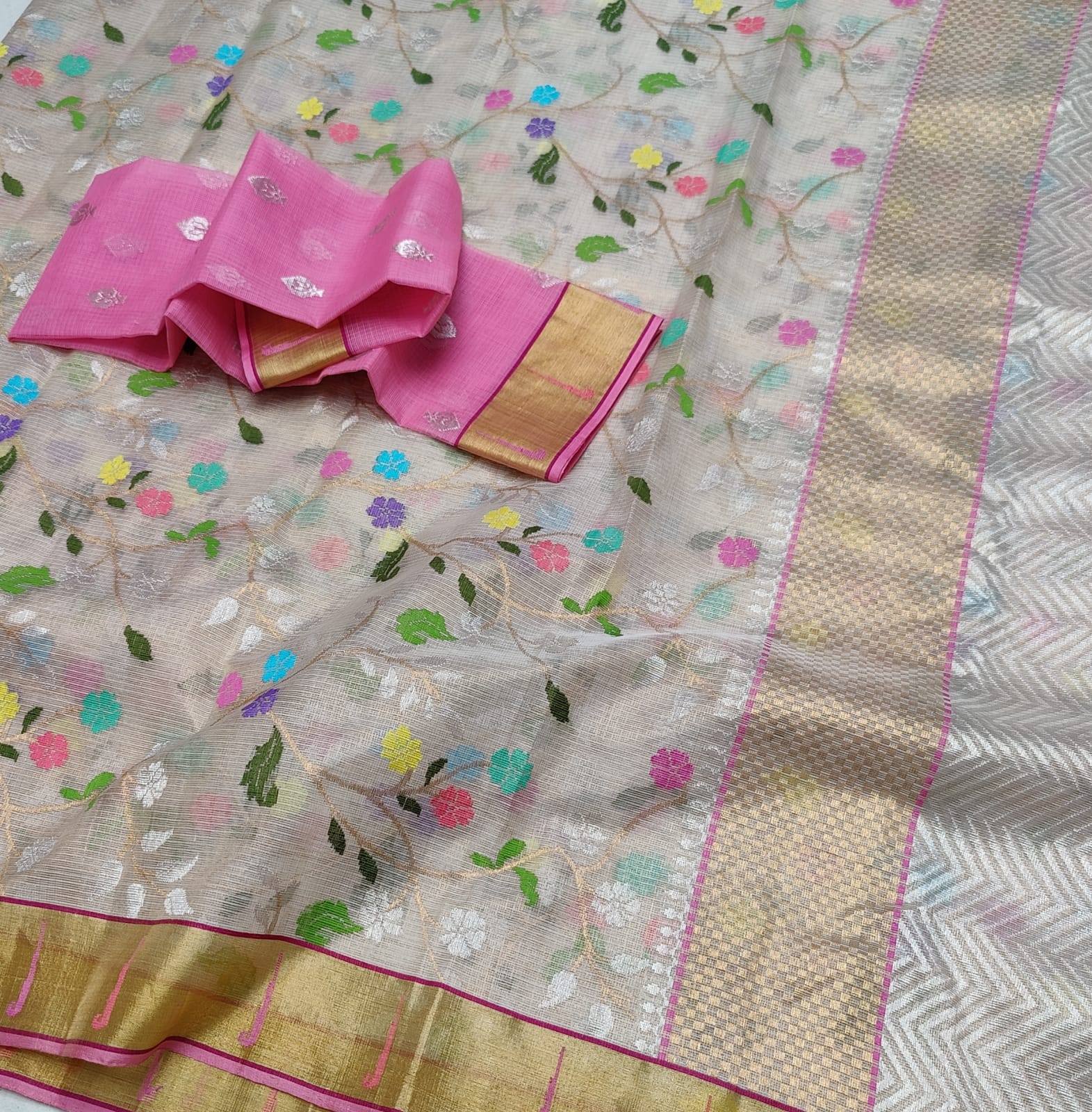 Rubik tissue Meenakari zari kota sarees - Saffronfashionindia