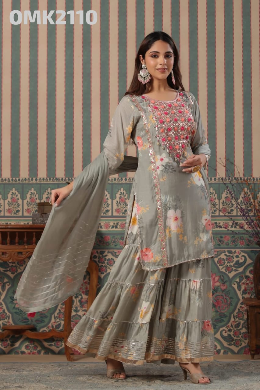 Pishaki floral sharara dress - Saffronfashionindia