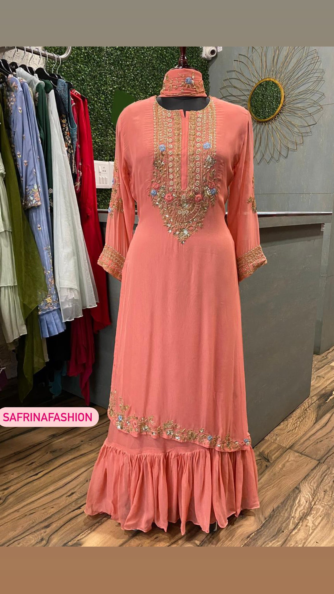Peach beautiful wedding salwar kameez - Saffronfashionindia