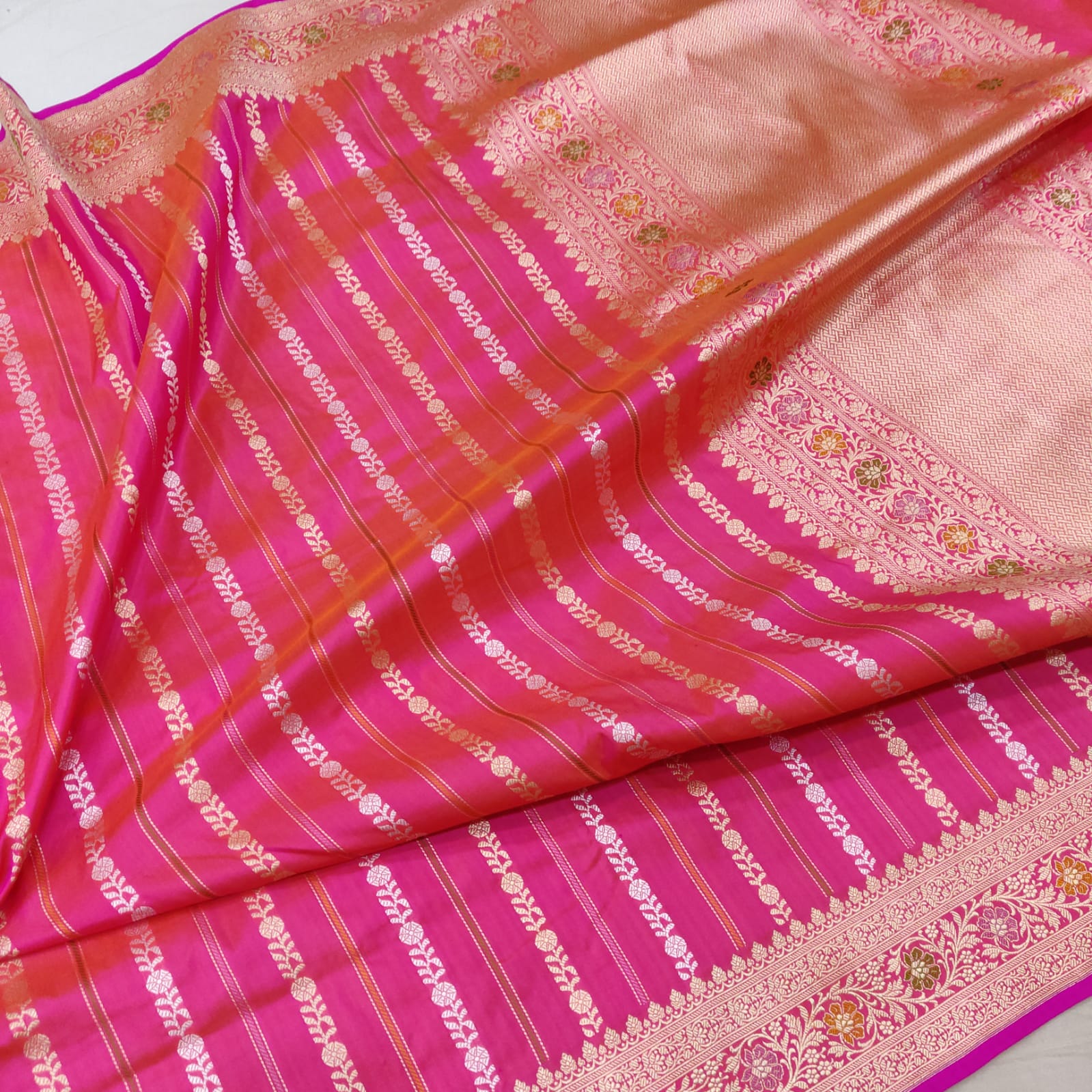 Lavina pink Katan silk saree - Saffronfashionindia