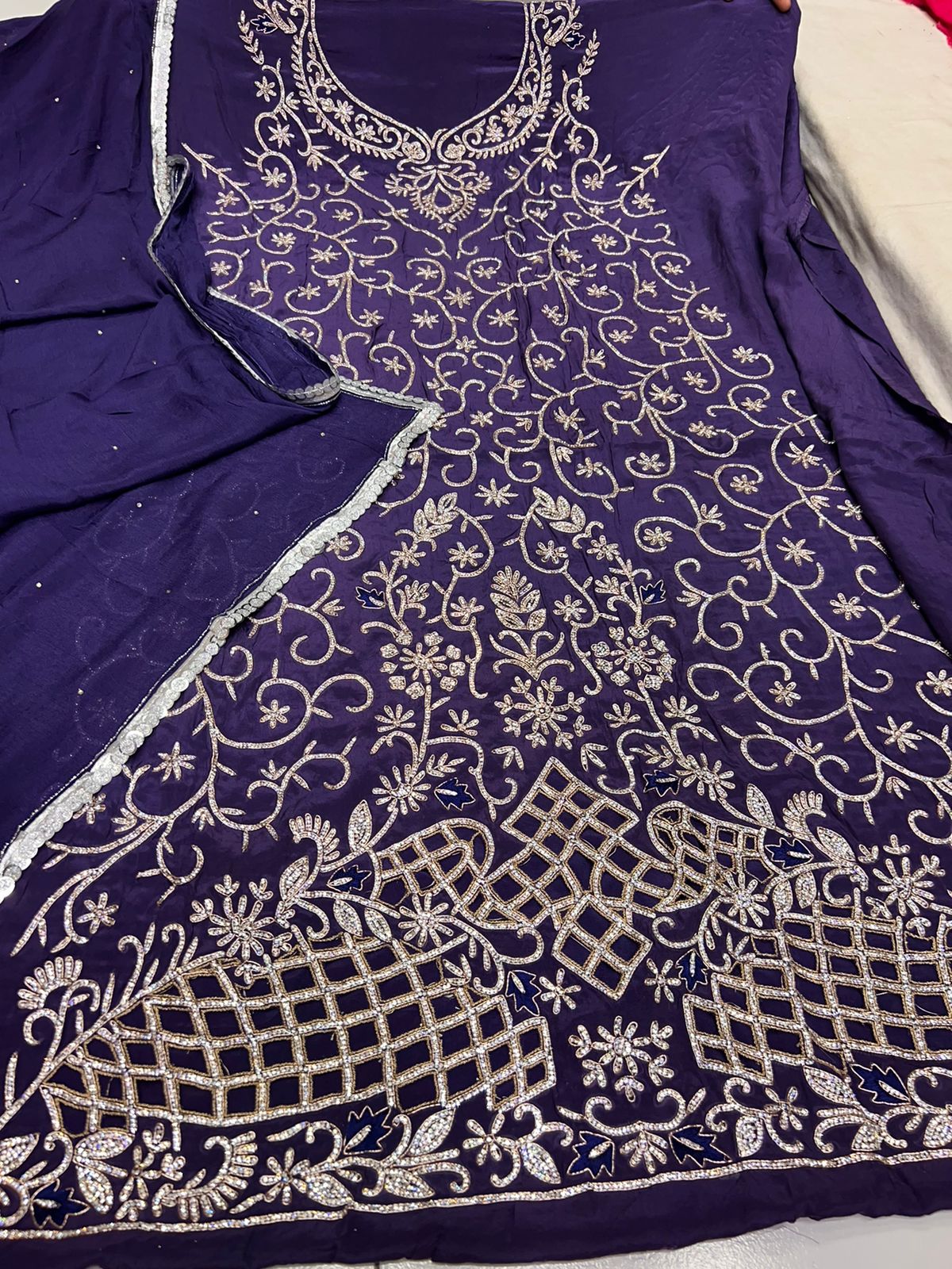 Rukshar crepe chinon Pakistani dress - Saffronfashionindia
