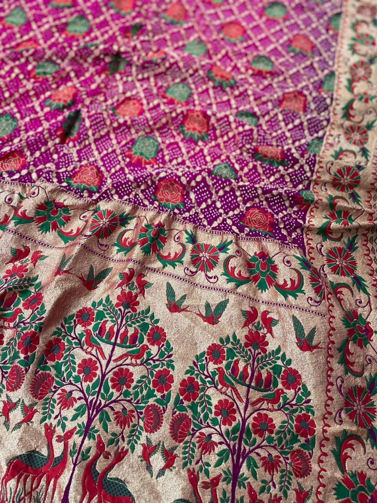 Gulshan bandhej Meenakari dupatta - Saffronfashionindia