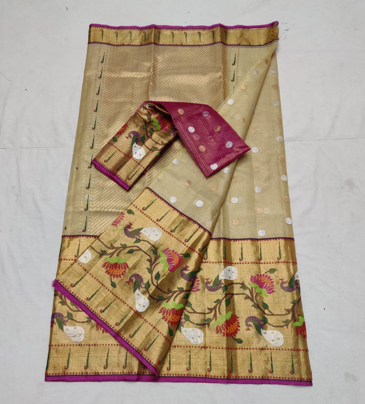 Diana tissue zari kota saree - Saffronfashionindia