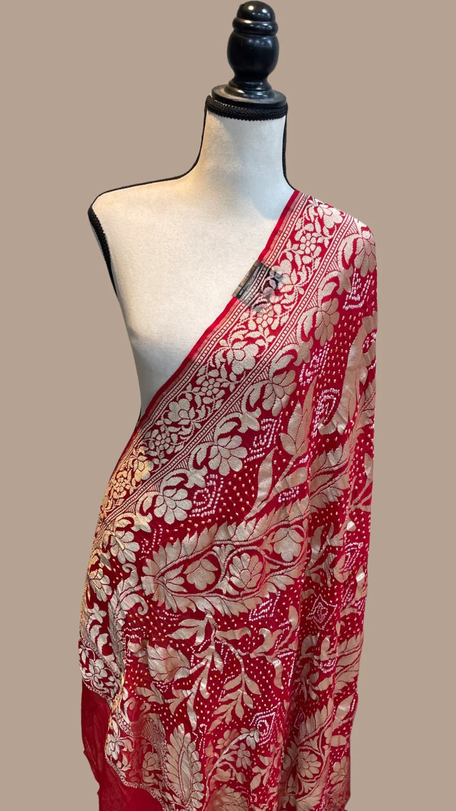 Mahima Banarsi bandhej dupatta - Saffronfashionindia