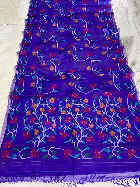 Wishi tantuj muslin jamdani saree - Saffronfashionindia