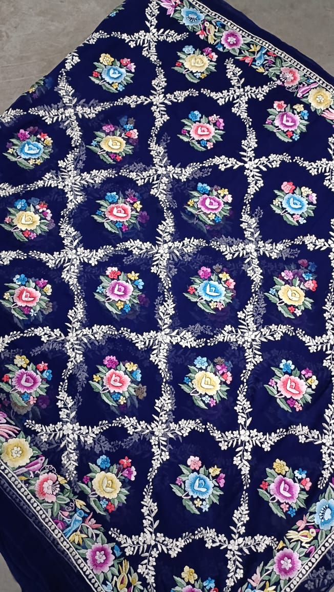 Royal floral Parsi gara saree - Saffronfashionindia