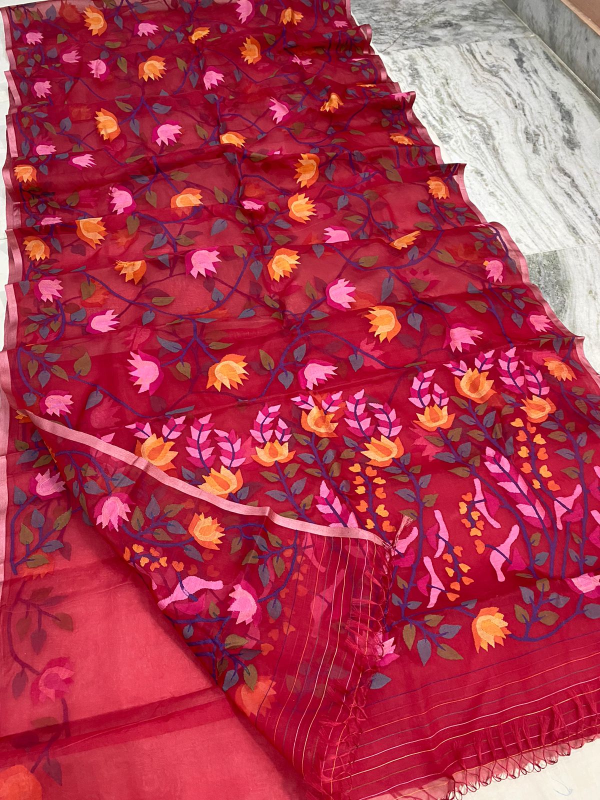 Ranika tantuj jamdani saree - Saffronfashionindia