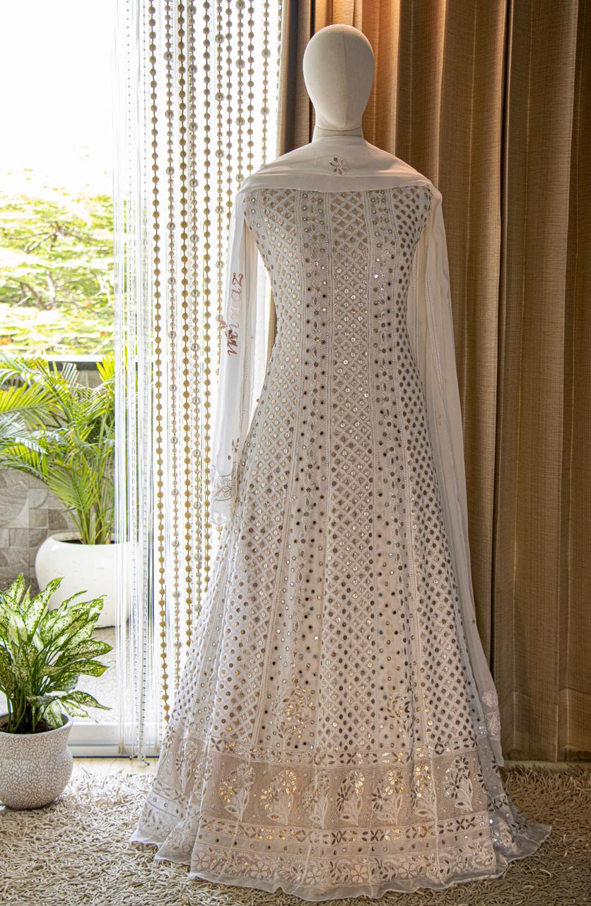 White Royal chinkakri dress - Saffronfashionindia