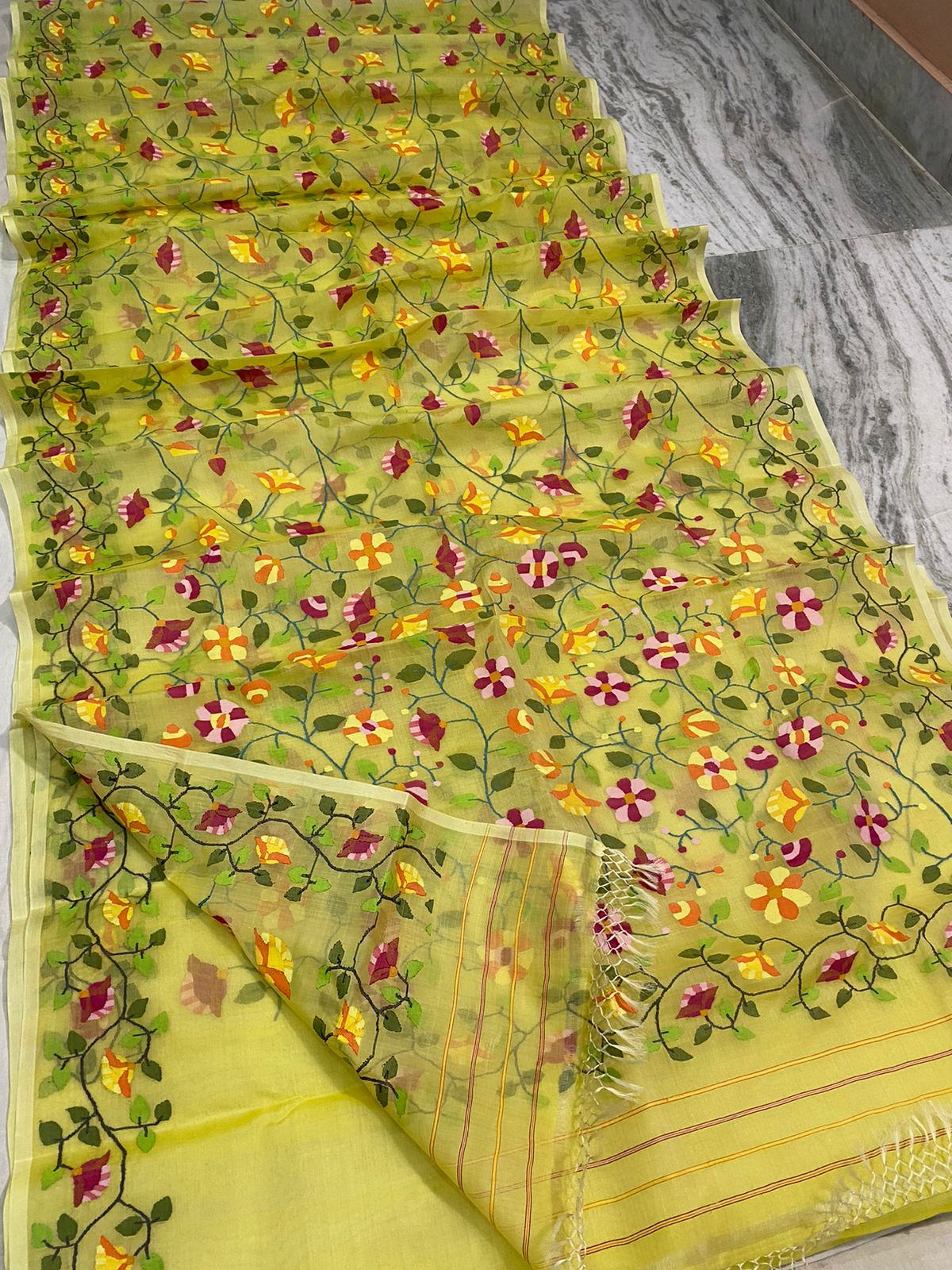 Lubaz muslin jamdani saree - Saffronfashionindia
