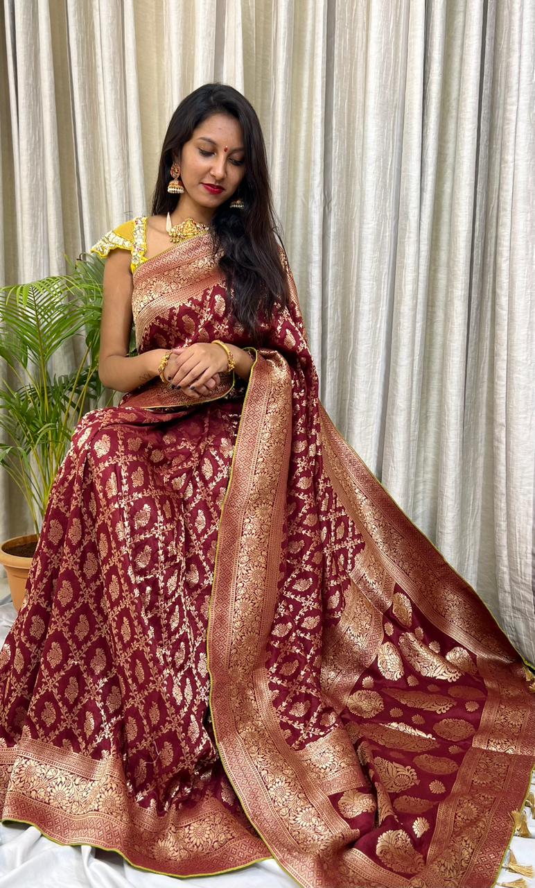 Valisha Moonga silk saree - Saffronfashionindia