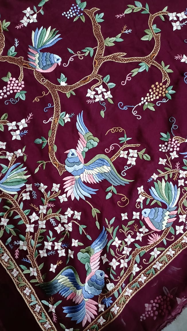 Rabia gorgette authentic Parsi gara saree - Saffronfashionindia