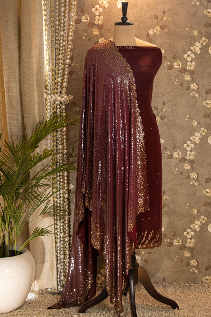Sparkling crepe salwar suit - Saffronfashionindia