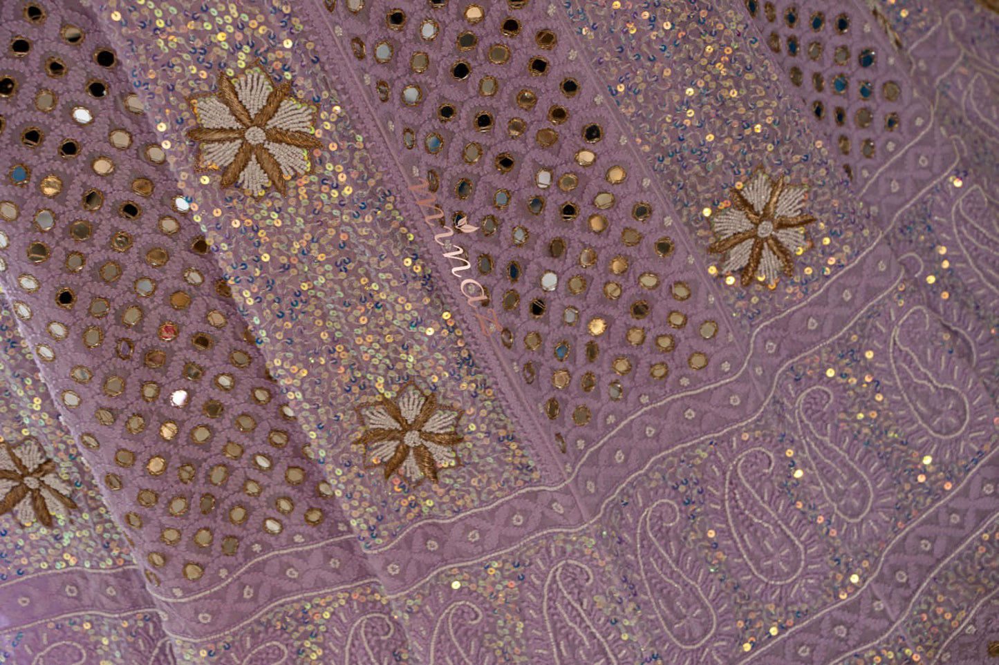 Lavender Anarkali Chikankari dress - Saffronfashionindia