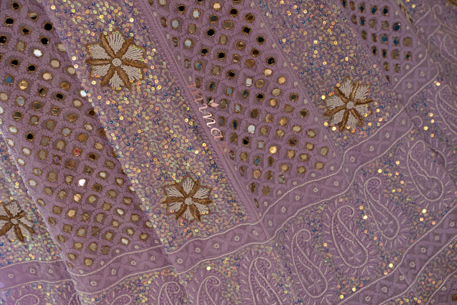 Lavender Anarkali Chikankari dress - Saffronfashionindia