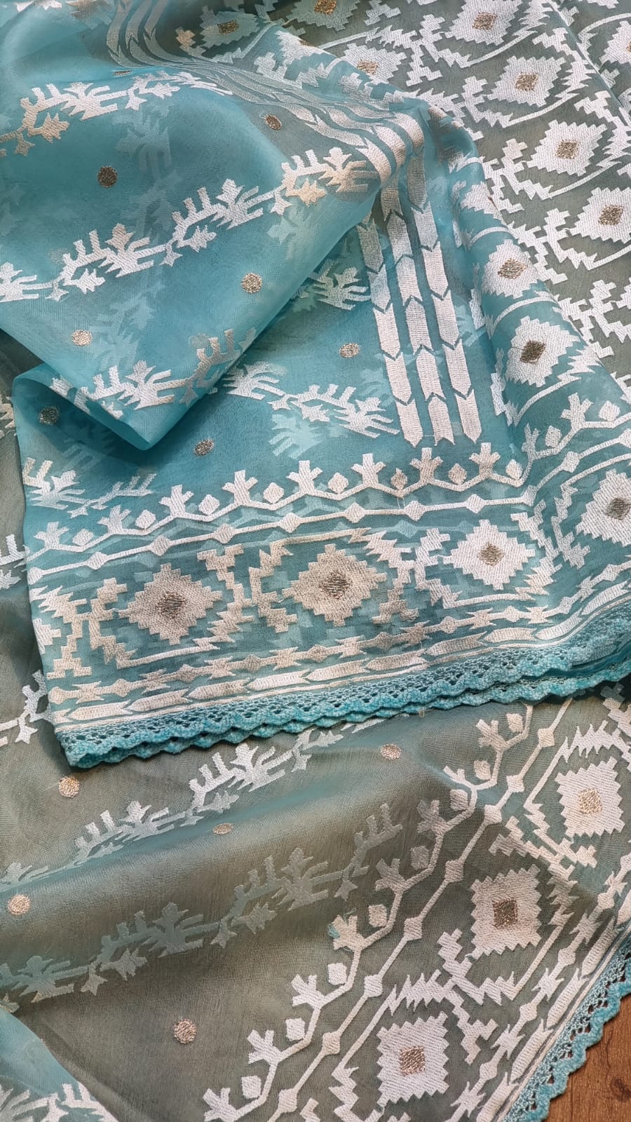 Nivara organza dhakai inspired saree - Saffronfashionindia