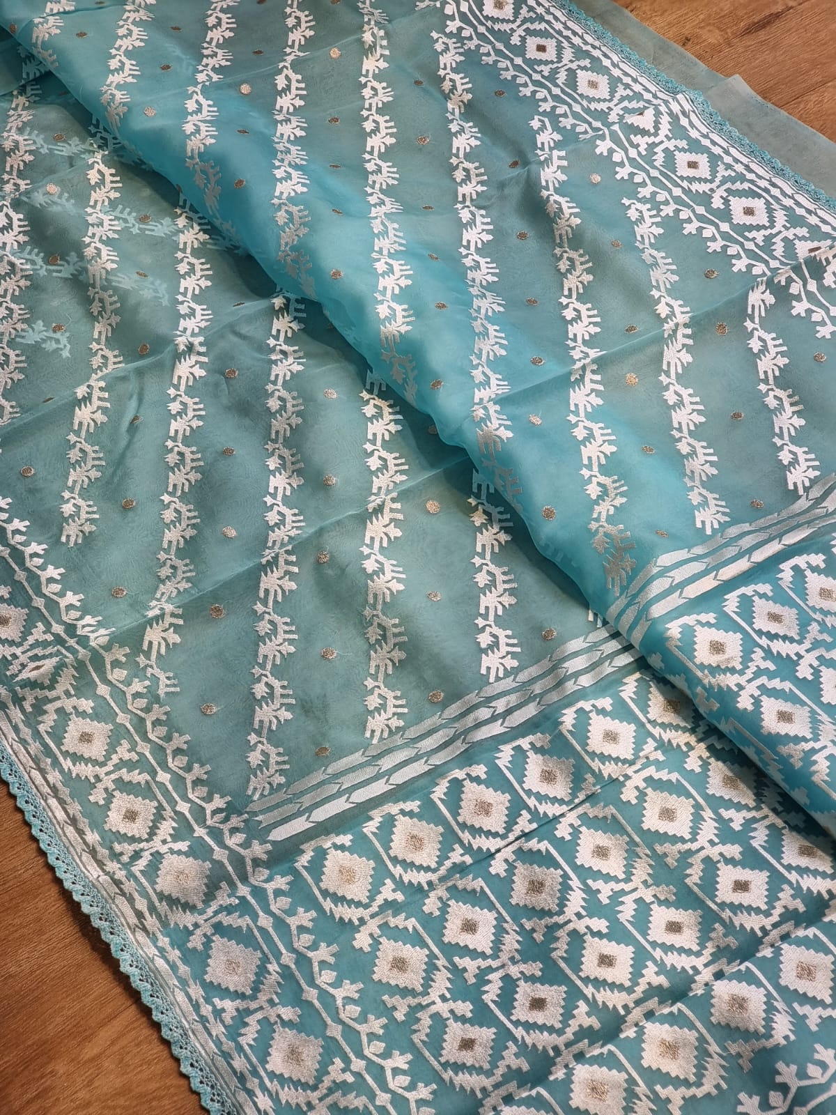 Nivara organza dhakai inspired saree - Saffronfashionindia