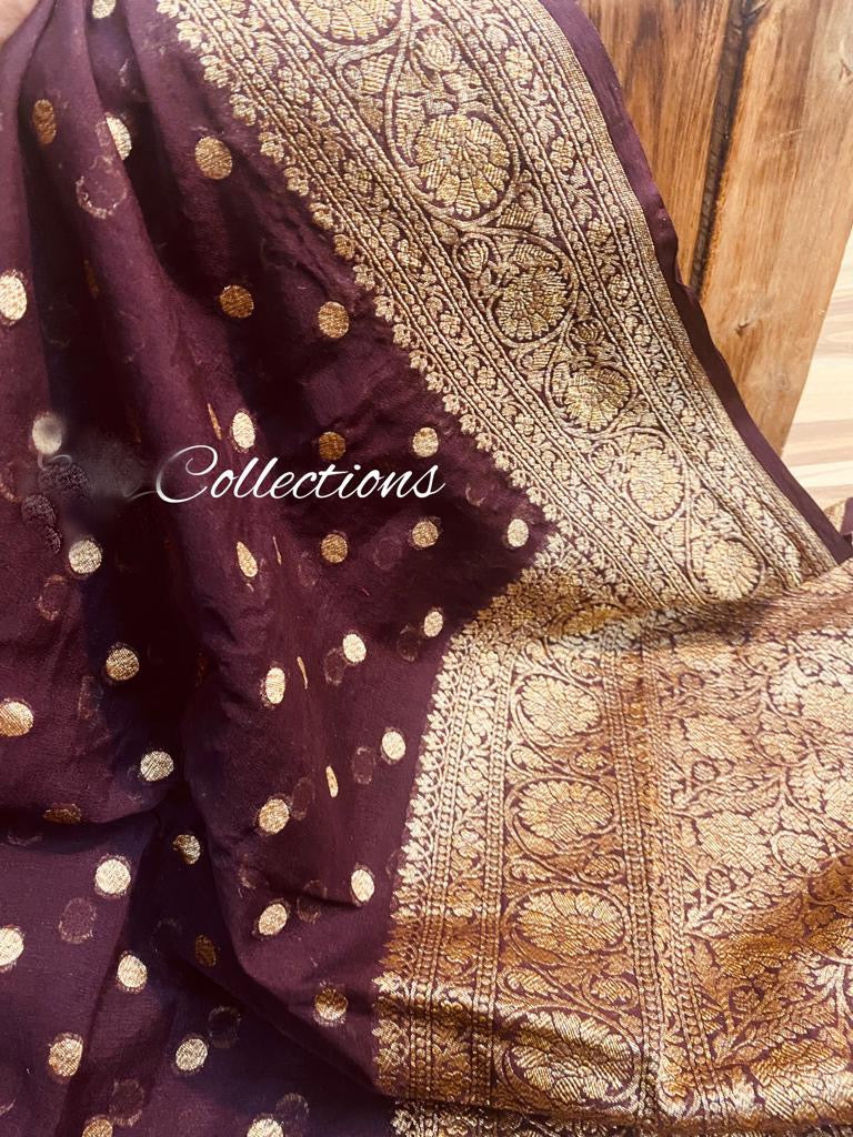 Elegant Banarsi gorgette saree - Saffronfashionindia