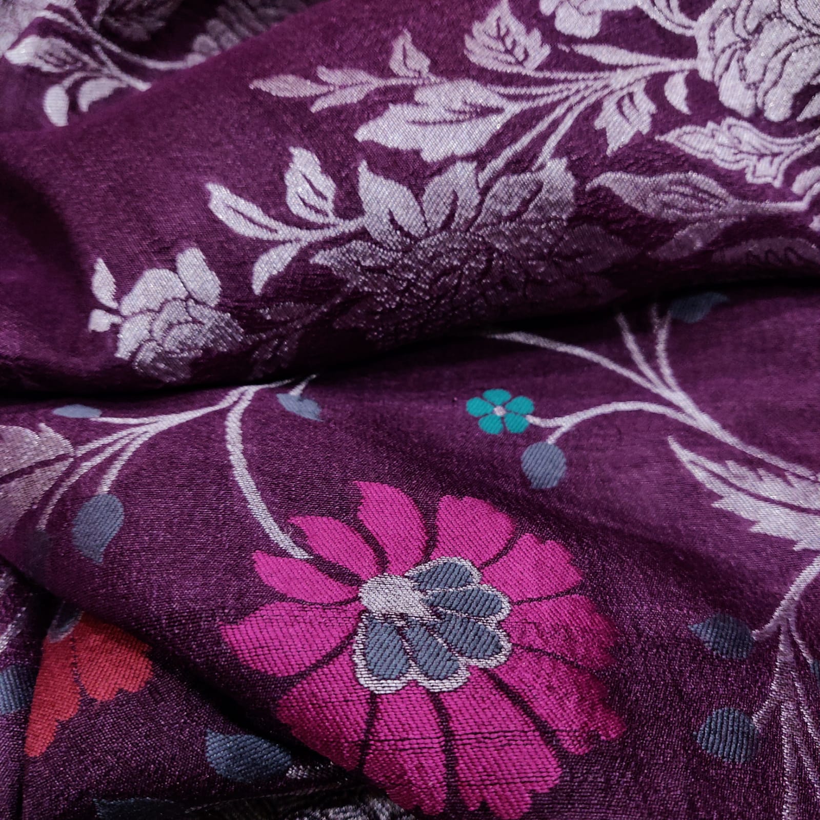 Floral bagicha inspired handwoven tussar saree - Saffronfashionindia