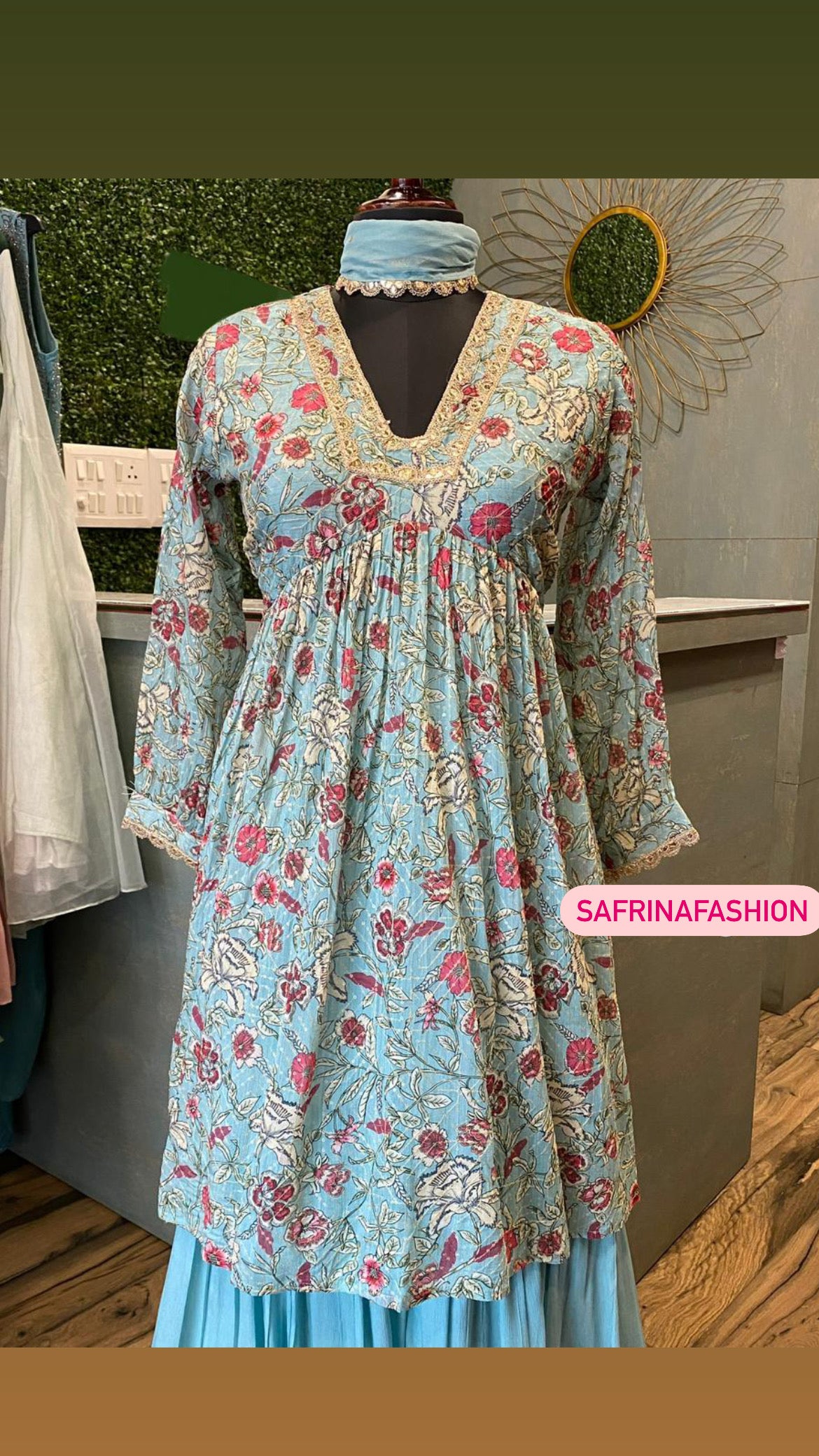 Blue peplum kurta dress - Saffronfashionindia